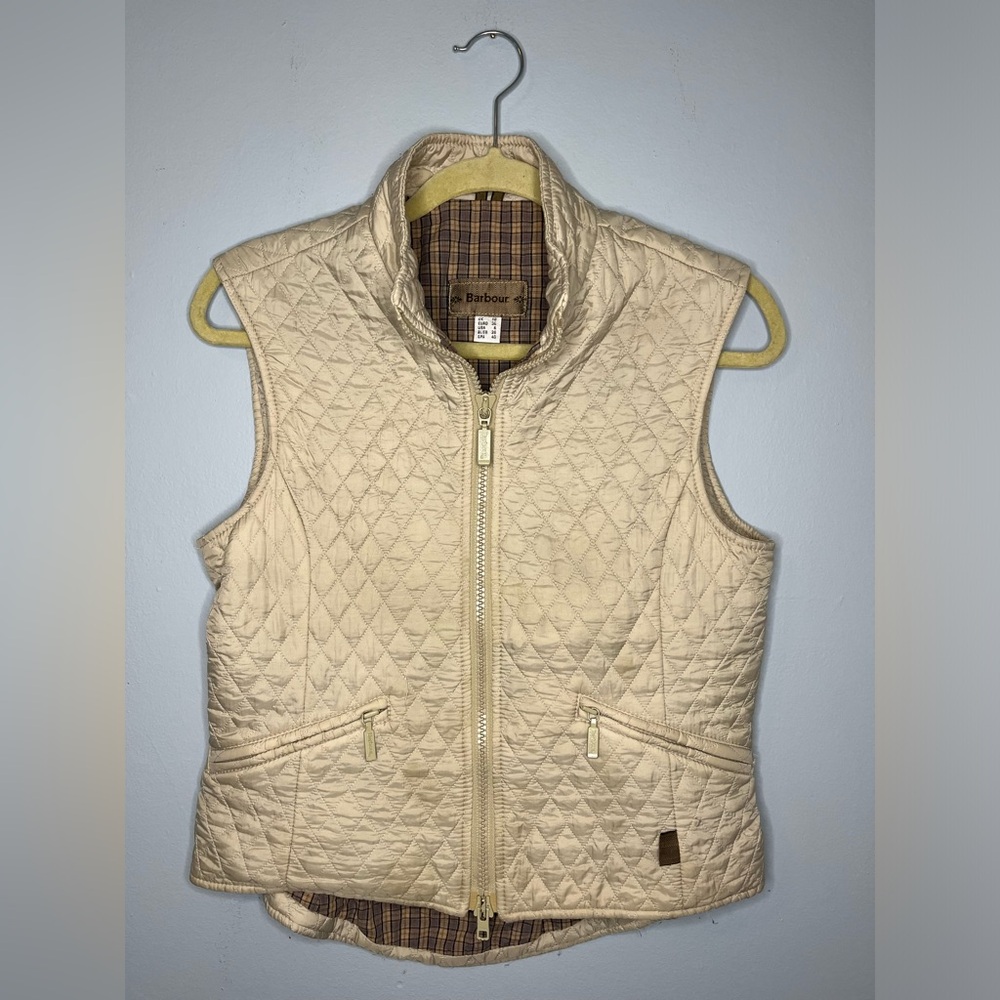 Barbour Flyweight Sport Gilet Ivory Quilted Vest 6